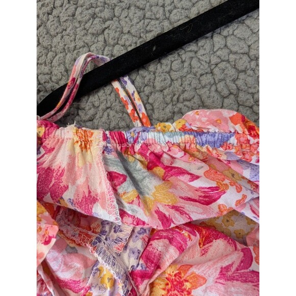 H&M Maxi Cotton Sun Dress Floral Flounced Size Large Ruffle Boho Bloom Cottage - Picture 6 of 11